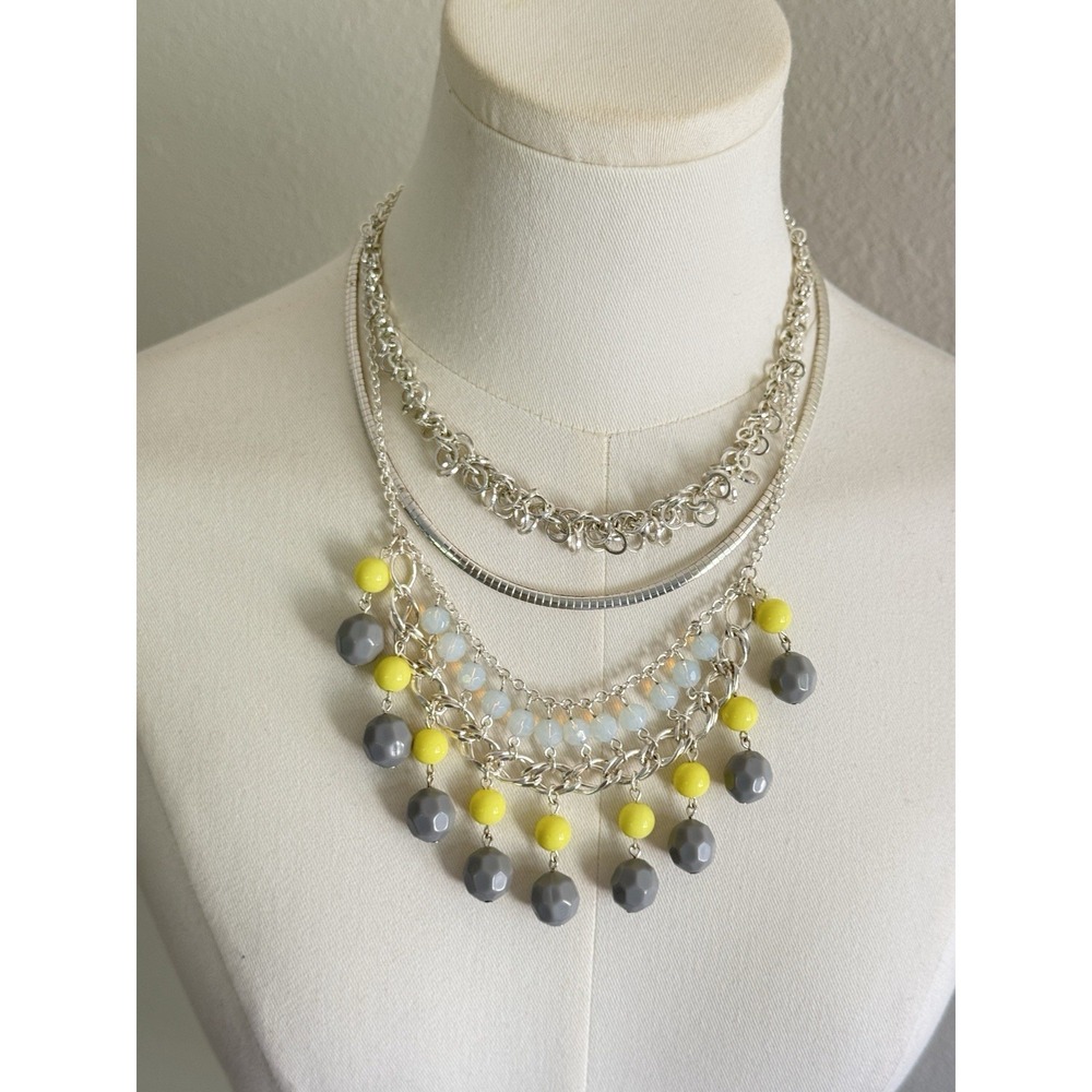 Vtg Mixed Lot Statement Bib Necklace Cluster Bead All Avon Silver Tone Y2k Layer